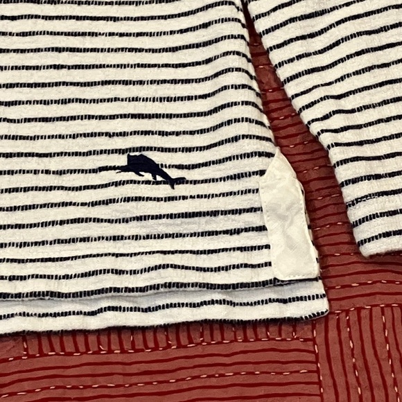 Tommy Bahama women’s small terry cloth white  Hoodie with blue stripes - Picture 3 of 12